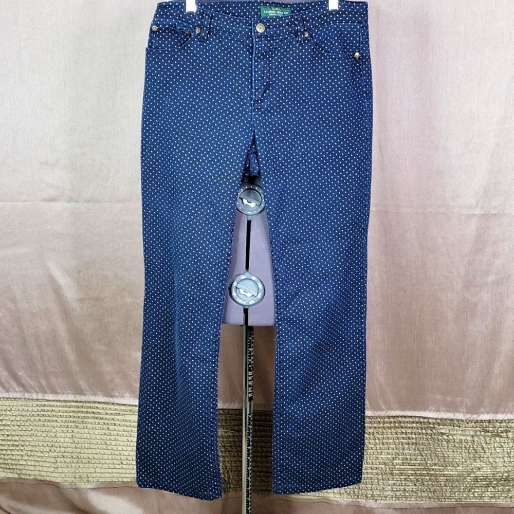 LAUREN JEANS‎ COMPANY RALPH LAUREN Blue and White Dotted Jeans 10